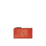 Versace Emblème Leather Zip Card Holder in Orange | Wallets & Purses | Coveti