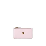 Versace Emblème Leather Zip Card Holder in Pink | Wallets & Purses | Coveti