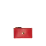 Versace Emblème Leather Zip Card Holder in Red | Wallets & Purses | Coveti