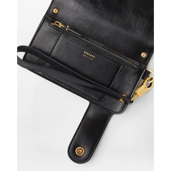 Versace Emblème Long Leather Wallet in Black, view 2 | Wallets & Purses