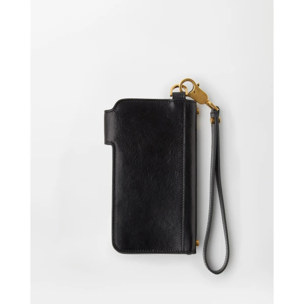 Versace Emblème Long Leather Wallet in Black, view 3 | Wallets & Purses