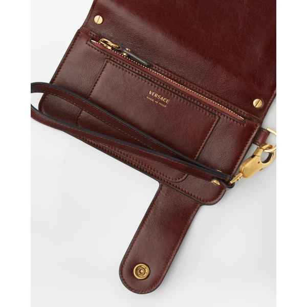 Versace Emblème Long Leather Wallet in Brown, view 3 | Wallets & Purses