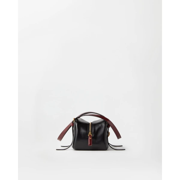 Versace Emblème Nappa Bowling Bag in Black and Brown, view 2 | Shoulder & Crossbody Bags