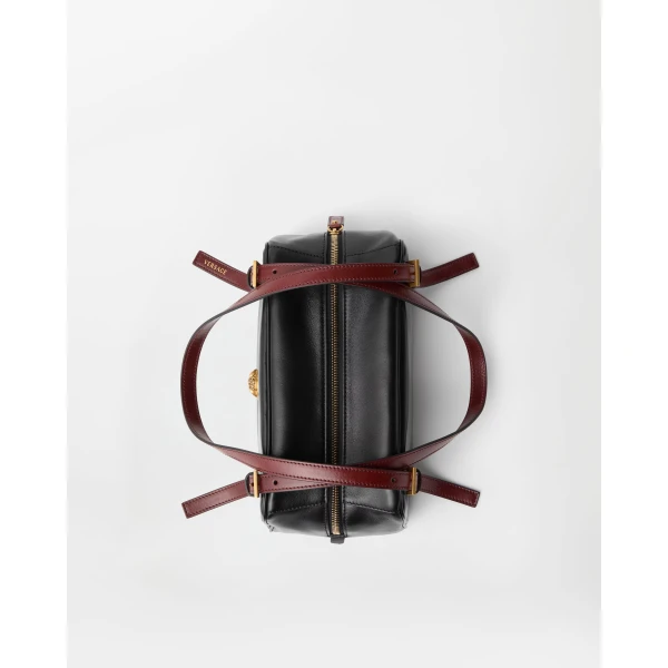 Versace Emblème Nappa Bowling Bag in Black and Brown, view 4 | Shoulder & Crossbody Bags