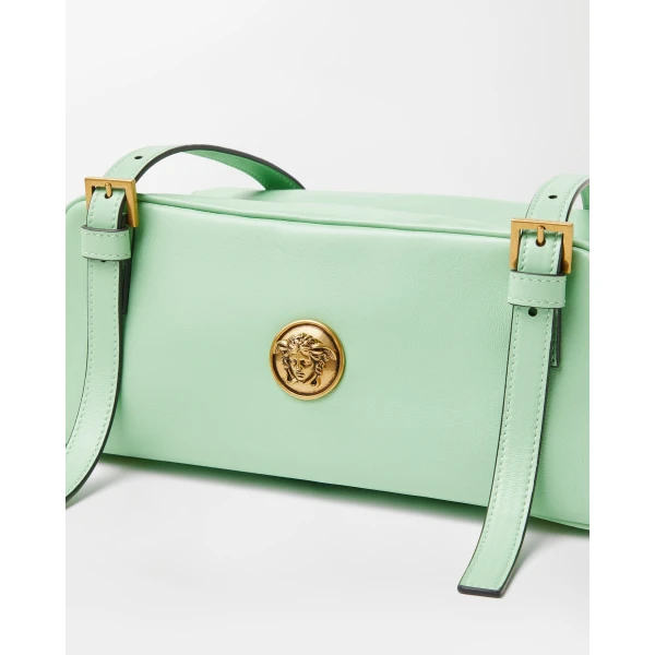 Versace Emblème Nappa Bowling Bag in Green, view 4 | Shoulder & Crossbody Bags