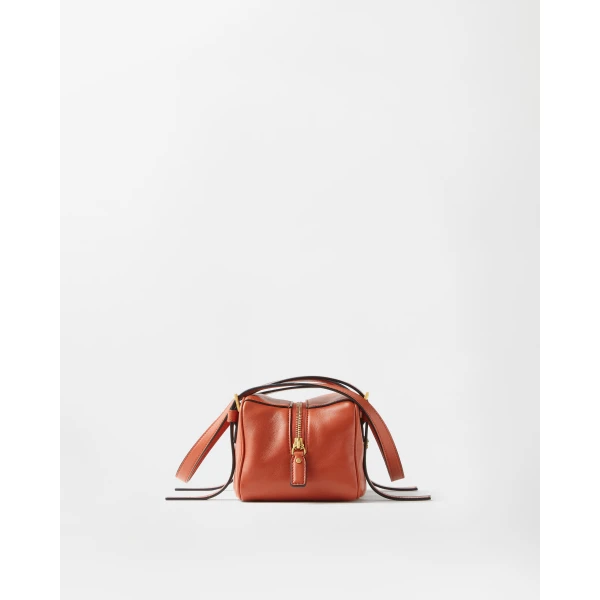 Versace Emblème Nappa Bowling Bag in Orange, view 3 | Shoulder & Crossbody Bags