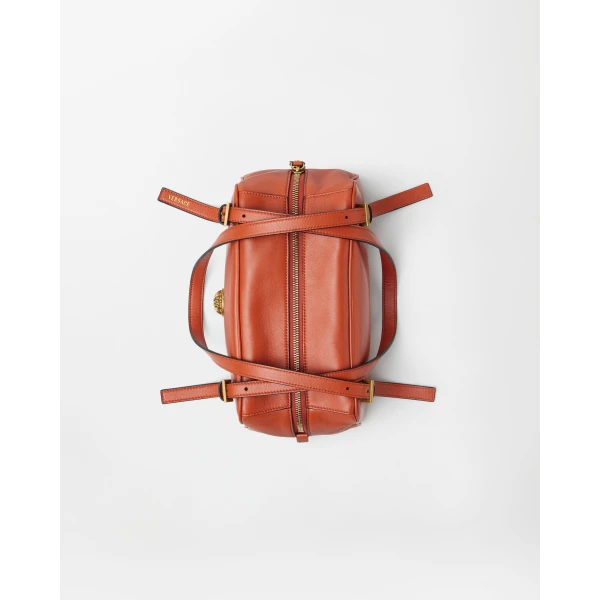 Versace Emblème Nappa Bowling Bag in Orange, view 5 | Shoulder & Crossbody Bags
