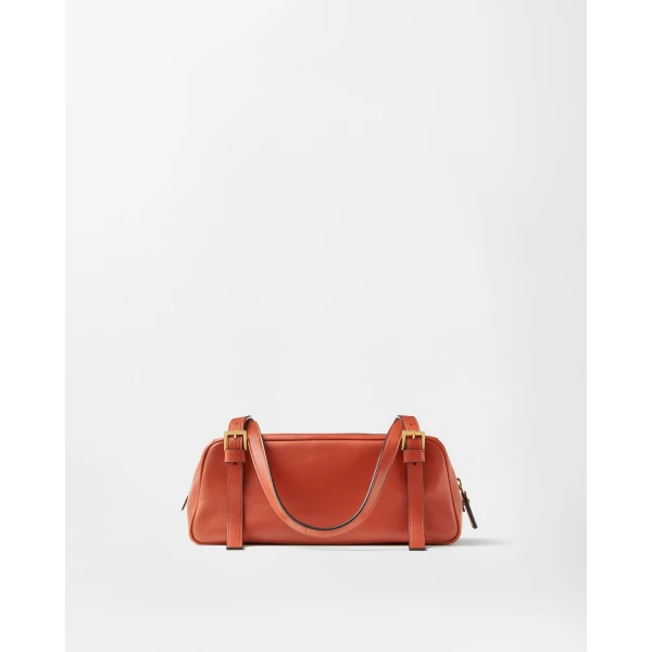 Versace Emblème Nappa Bowling Bag in Orange, view 6 | Shoulder & Crossbody Bags