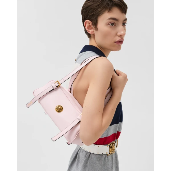 Versace Emblème Nappa Bowling Bag in Pink, view 2 | Shoulder & Crossbody Bags