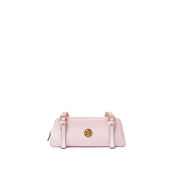 Versace Emblème Nappa Bowling Bag in Pink | Shoulder & Crossbody Bags | Coveti