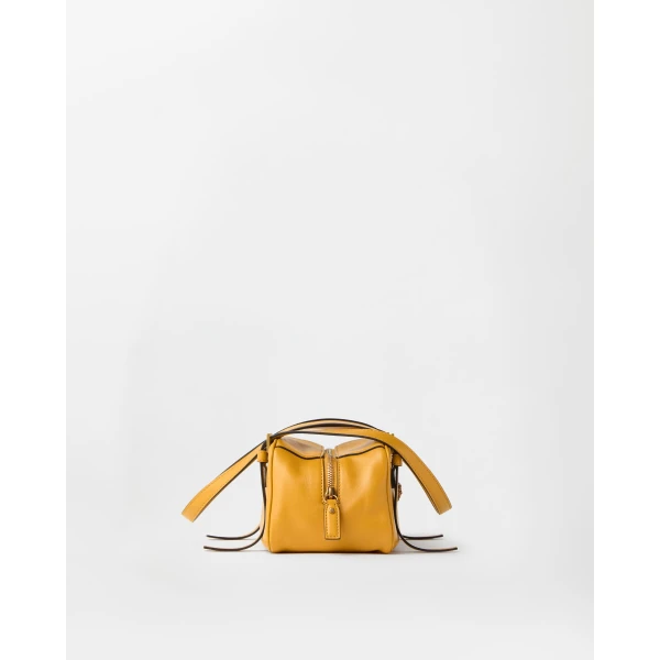 Versace Emblème Nappa Bowling Bag in Yellow, view 2 | Shoulder & Crossbody Bags