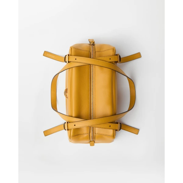 Versace Emblème Nappa Bowling Bag in Yellow, view 4 | Shoulder & Crossbody Bags