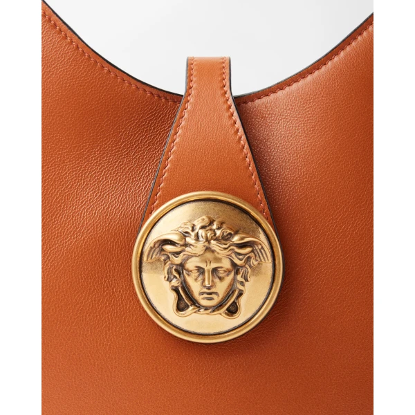 Versace Emblème Nappa Hobo Bag in Brown, view 4 | Shoulder & Crossbody Bags