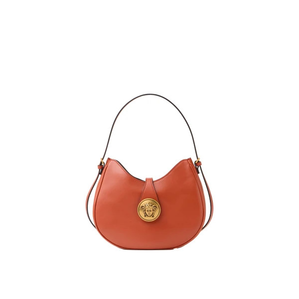 Versace Emblème Nappa Hobo Bag in Orange | Shoulder & Crossbody Bags | Coveti