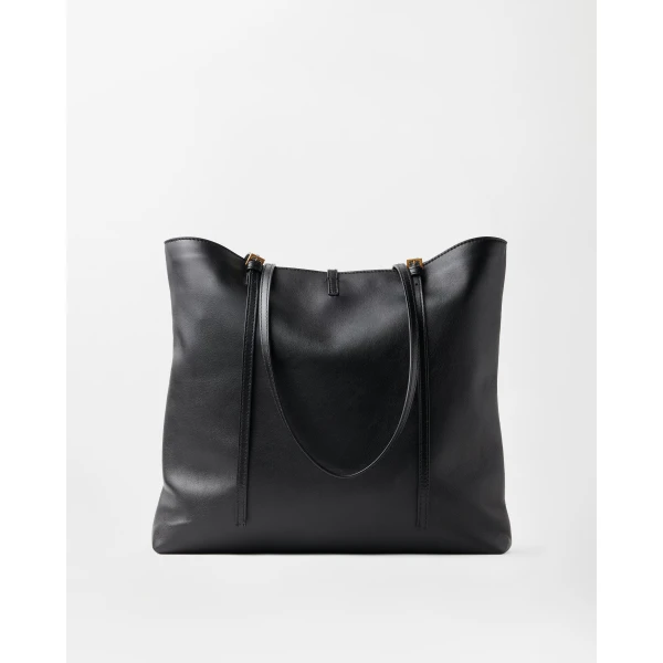 Versace Emblème Small Nappa Tote in Black, view 5 | Totes & Top-Handle Bags