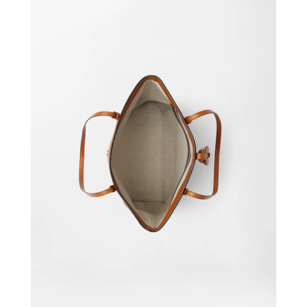 Versace Emblème Small Nappa Tote in Brown, view 5 | Totes & Top-Handle Bags