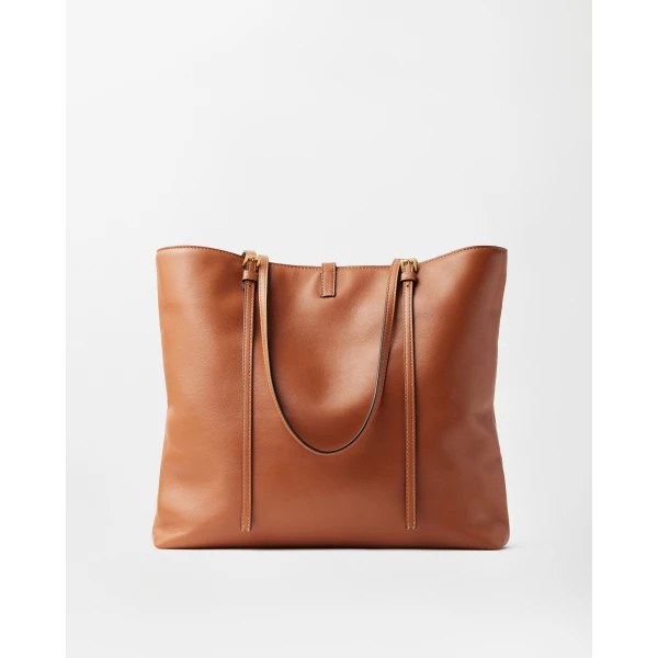Versace Emblème Small Nappa Tote in Brown, view 6 | Totes & Top-Handle Bags