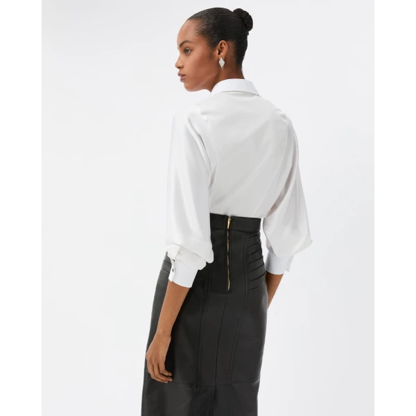 Versace Embroidered-Collar Cotton Poplin Shirt in White, view 3 | Shirts