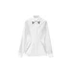 Versace Embroidered-Collar Cotton Poplin Shirt in White | Shirts | Coveti