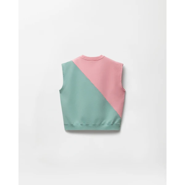 Versace Embroidered Cotton-Jersey Short-Sleeved Sweatshirt in Pink and Green, view 3 | Hoodies