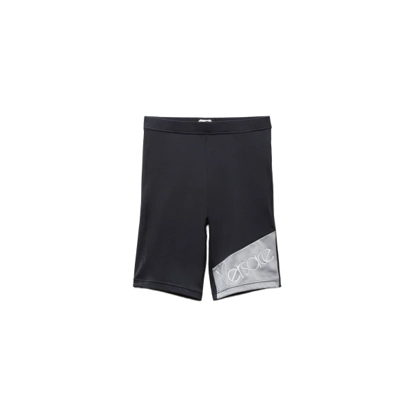 Embroidered-Logo Bicycle Shorts in Black and Grey