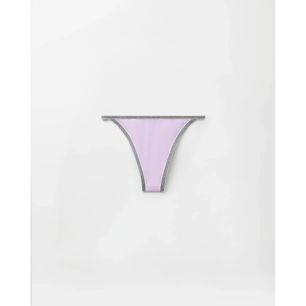 Versace Embroidered-Logo Bikini Bottoms in Lilac, view 4 | Bikini
