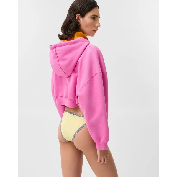 Versace Embroidered-Logo Bikini Bottoms in Yellow, view 3 | Bikini