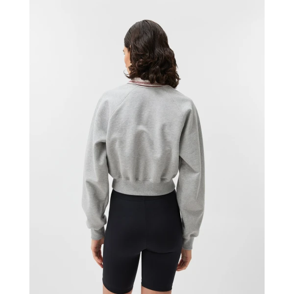 Versace Embroidered-Logo Cotton-Jersey Sweatshirt in Grey, view 3 | Hoodies