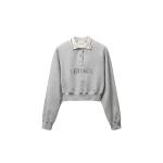 Versace Embroidered-Logo Cotton-Jersey Sweatshirt in Grey | Hoodies | Coveti