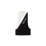 Versace Embroidered-Logo Cotton-Jersey Tank Top in White | Sleeveless | Coveti