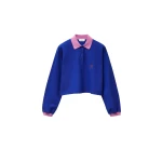 Versace Embroidered-Logo Cotton Piqué Long-Sleeved Polo in Blue | Tops | Coveti