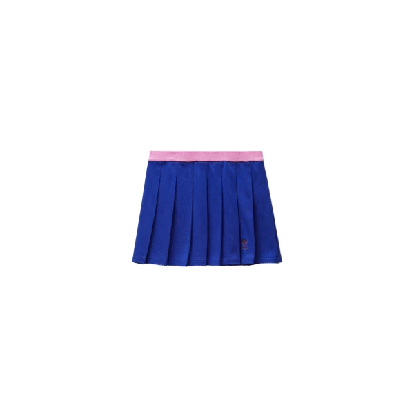 Embroidered-Logo Cotton Piqué Pleated Mini Skirt in Blue