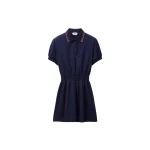 Versace Embroidered-Logo Cotton Piqué Polo Mini Dress in Navy | Mini Dresses | Coveti