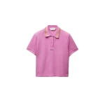 Versace Embroidered-Logo Cotton Piqué Polo in Pink | Tops | Coveti