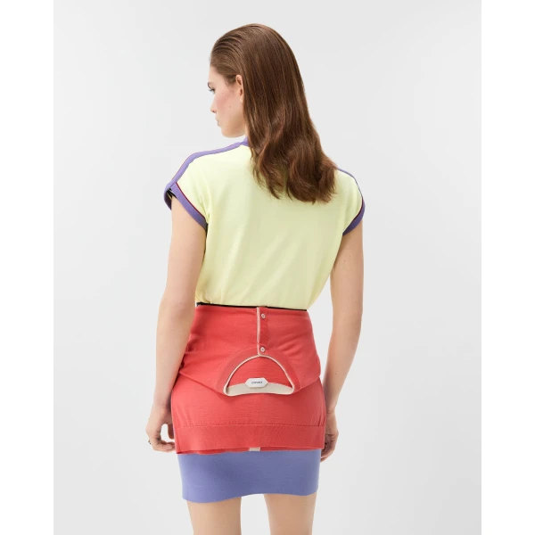 Versace Embroidered-Logo Cotton Piqué Polo in Yellow, view 3 | Tops