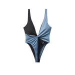 Versace Embroidered-Logo One-Piece Swimsuit in Black and Blue | Swimsuits | Coveti