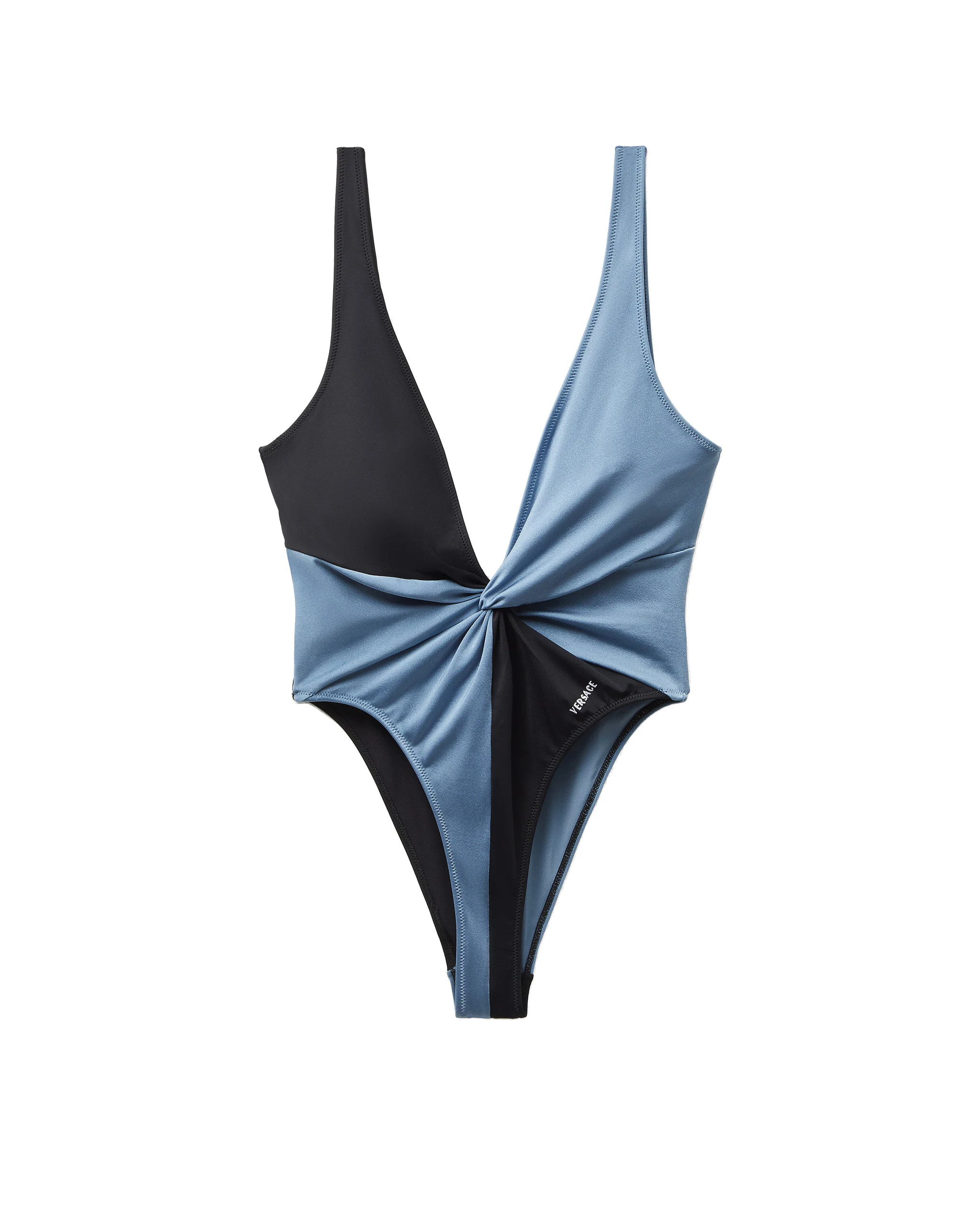 Versace Embroidered-Logo One-Piece Swimsuit in Black and Blue Versace Embroidered-Logo One-Piece Swimsuit in Black and Blue | Swimsuits | Coveti