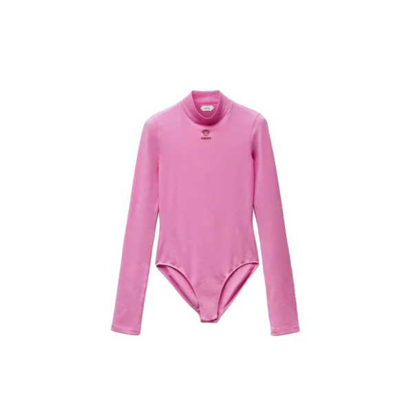 Embroidered-Logo Stretch Cotton-Jersey Bodysuit in Pink