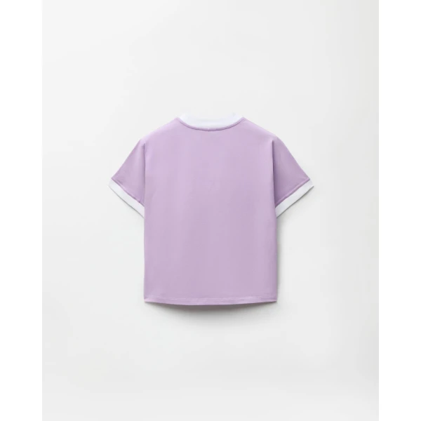Versace Embroidered-Logo Stretch Cotton-Jersey T-Shirt in Lilac, view 3 | T-shirts