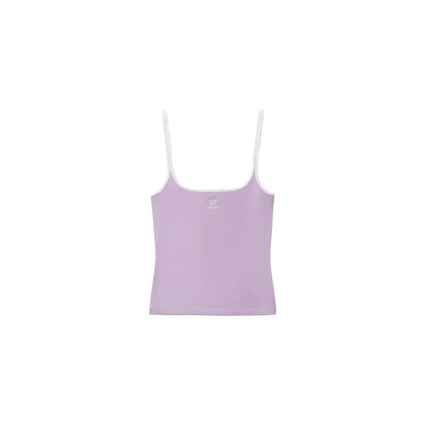Embroidered-Logo Stretch Cotton-Jersey Tank Top in Lilac