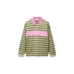 Versace Embroidered-Logo Striped-Intarsia Cotton Polo in Yellow and Pink | Tops | Coveti