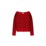 Versace Embroidered-Logo Wool Knit Sweater in Red | Sweaters | Coveti