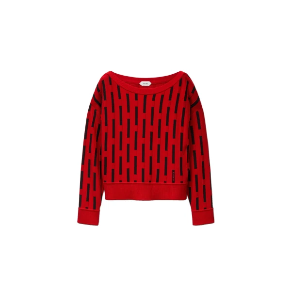 Versace Embroidered-Logo Wool Knit Sweater in Red | Sweaters | Coveti