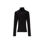 Versace Embroidered-Logo Wool Knit Turtleneck in Black | Turtlenecks | Coveti