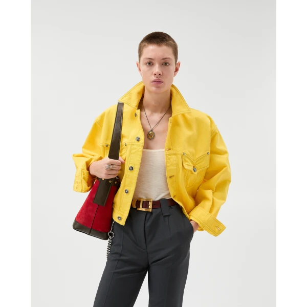Versace Embroidered Ribbed Wool Tank Top in Yellow, view 6 | Sleeveless