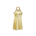 Versace Embroidered Silk Cady Satin Mini Dress in Yellow | Mini Dresses | Coveti