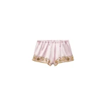 Versace Embroidered Silk Cady Satin Shorts in Pink | Shorts | Coveti