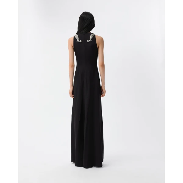 Versace Embroidered Silk Gown in Black, view 3 | Evening Gowns