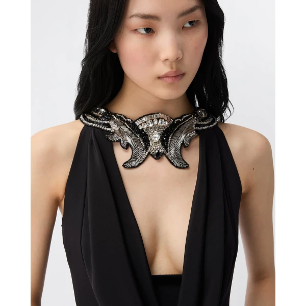 Versace Embroidered Silk Gown in Black, view 5 | Evening Gowns