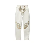Versace Embroidered Straight Jeans in White | Denim | Coveti